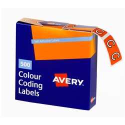 Avery Alphabet Coding Label C Side Tab 25x38mm Orange Box Of 500