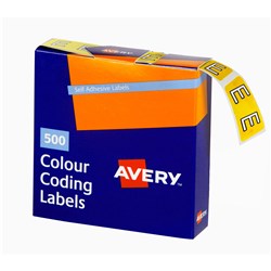 Avery Alphabet Coding Label E Side Tab 25x38mm Yellow Box Of 500