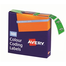 Avery Alphabet Coding Label F Side Tab 25x38mm Light Green Box Of 500