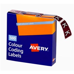 Avery Alphabet Coding Label K Side Tab 25x38mm Brown Box Of 500