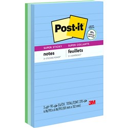 Post-It 660-3SST Super Sticky Notes 98mmx149mm Oasis Pack of 3